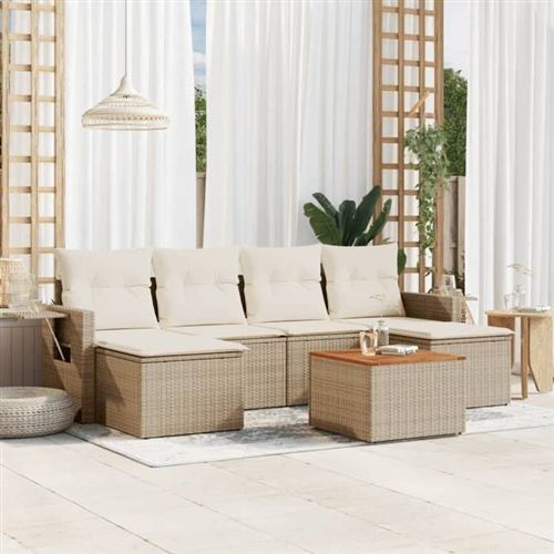 Salon de jardin modulable Vidaxl 7 pieces 6 personnes beige 62 x 62 x 69 cm resine tressee