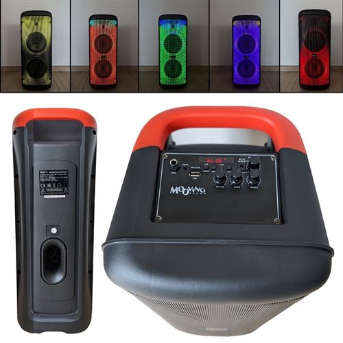INOVALLEY Enceinte Autonome Lumineuse avec Lecteur CD MS06-CD-XXL -  Bluetooth 5.0 / USB - 1000W - Karaoké, Radio FM