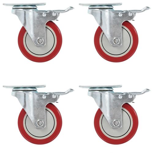 vidaXL Roulettes pivotantes avec double frein 4 pcs 100 mm