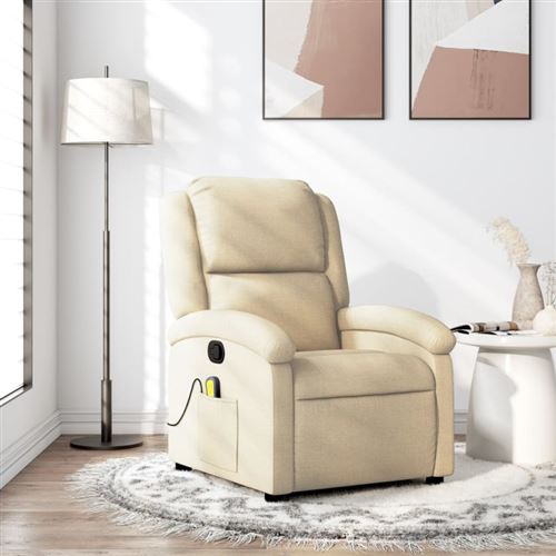 Non Communiqué Beige Fauteuil De Massage Inclinable Crème Tissu