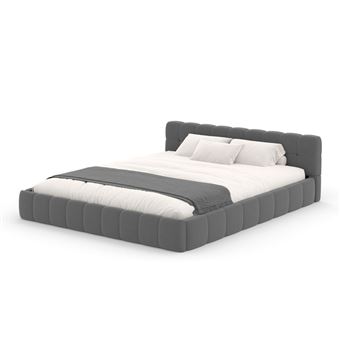 Lit style nuage 160x200cm en velours gris KANSAS CONCEPT USINE - 1