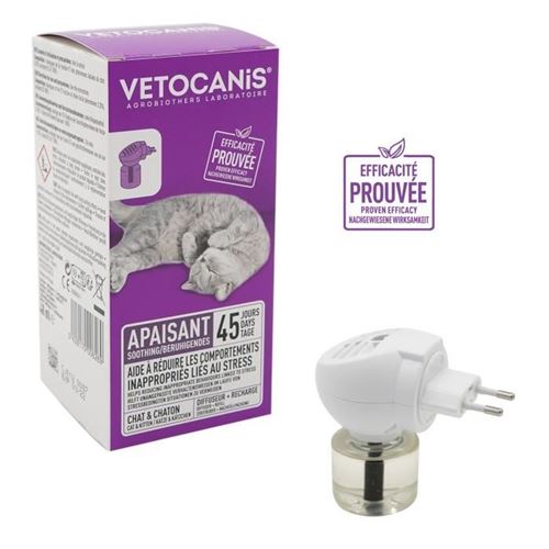 Non Communiqué Blanc Diffuseur Anti-Stress Pour Chat Vetocanis Cool & Relax 1 Recharge 130 G