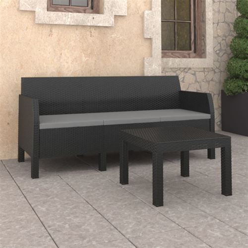 VIDAXL - Ensemble table et chaises - 2 pièces - Rotin - Anthracite - Image 2