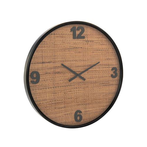 Maison et Styles - Horloge - Rotin et Verre - 80 cm - Noir et Marron - Image 2