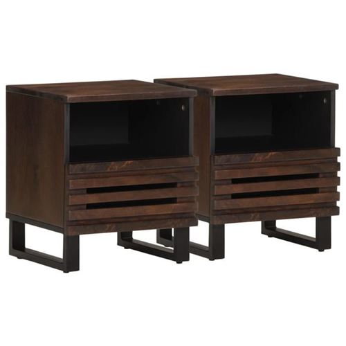 Vidaxl Tables De Chevet 2 Pcs, Armoires De Lit Avec Rangement, Tables De Nuit, Meubles De Chambre À Coucher Intérieur, Bois 377471 - Image 3