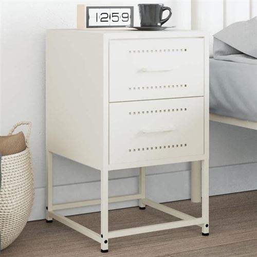 Non Communiqué Blanc Vidaxl Table De Chevet 36X39x60,5 Cm Acier, Armoire, Armoire Latérale, Support De Téléphone, Table De Chevet, Mobilier 846468