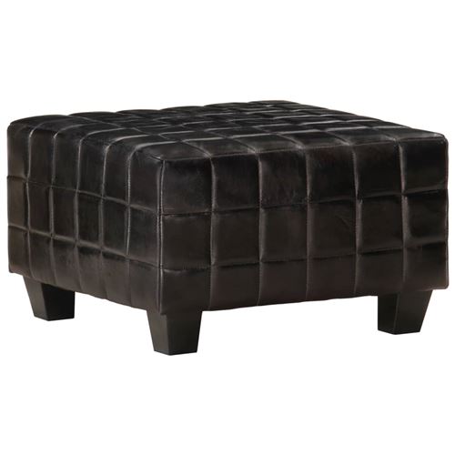 vidaXL Tabouret 1 place Noir Cuir véritable de chèvre