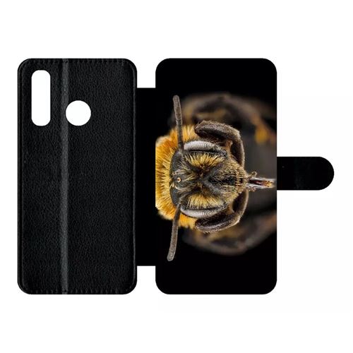 Etui My-Kase pour P30 lite - macro tete d'abeille sur fond noir - Simili-cuir Noir