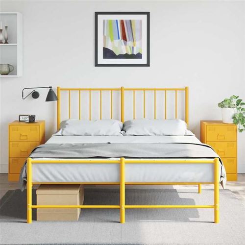 Non Communiqué Jaune Vidaxl Tables De Chevet 2 Pcs Moutarde 34,5X39x62 Cm Acier, Armoire, Meubles De Chambre À Coucher, Support De 841782