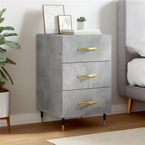 vidaXL Table de Chevet, Table de Nuit avec Tiroir, Armoire de Chevet, Meuble de Rangement Salon Chambre à Coucher, Moderne, Gris Béton Bois d'Ingénierie