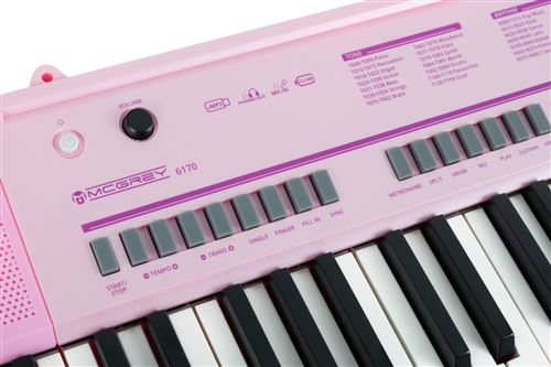 Clavier Piano Numerique Synthétiseur 61 Touches Lumineuses Set Micro Statif  Rose