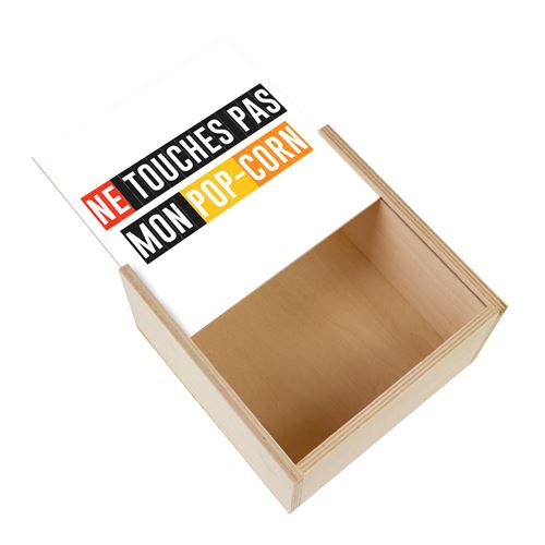 Boite Coffret en Bois - Fabulous - Ne Touches Pas Mon Pop Corn (11 x 11 x 3,5 cm)