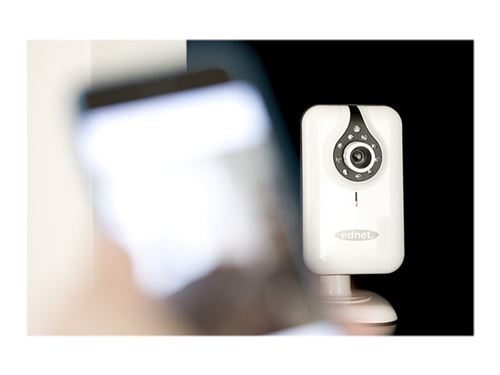  Ednet CUBE - Cam&eacute;ra de surveillance r&eacute;seau - couleur (Jour et nuit) - 640 x 480 - audio - sans fil - Wi-Fi - LAN 10/100 - MJPEG - CC 5 V 