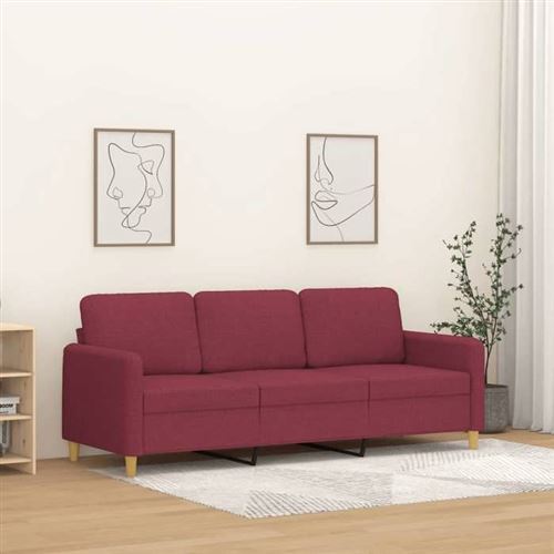 Non Communiqué Rouge Vidaxl Canapé À 3 Places Bordeaux 180 Cm Tissu