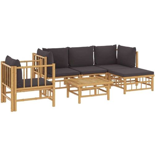 Non Communiqué Gris Salon De Jardin Modulable Vidaxl Bambou 5 Personnes 69 X 55 X 65 Cm 6 Pieces