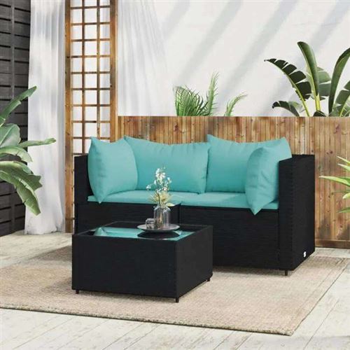 Salon de jardin modulable vidaxl rotin 3 pieces