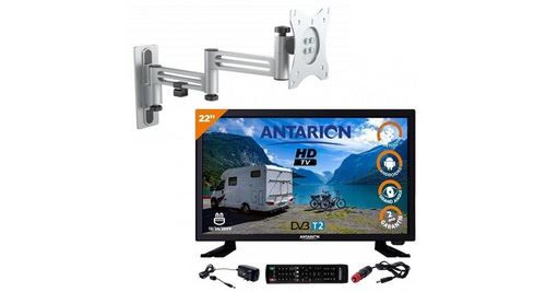Pack antarion tv led 22 55cm téléviseur full hd smart tv support tv double bras