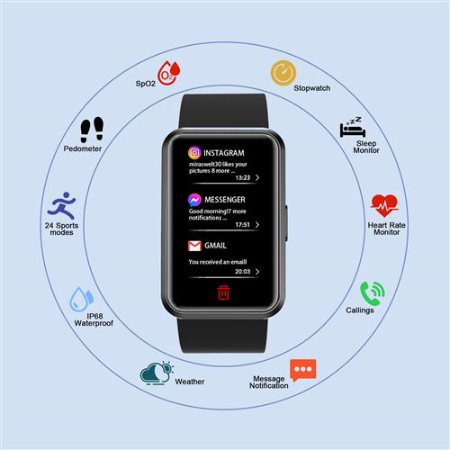 Blackview R5 Montre Connectée Femme Homme Smartwatch Bluetooth Multi-Sports  Etanche Bracelet Connecté Fitness avec Fréquence Cardiaque Podomètre iOS et  Android Noir - Montre connectée - Achat & prix