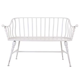 Banc De Jardin Métal Pour 2-3 Personnes - 128x60x86 Cm, Charge 300 Kg, Rouge, Avec Dossier