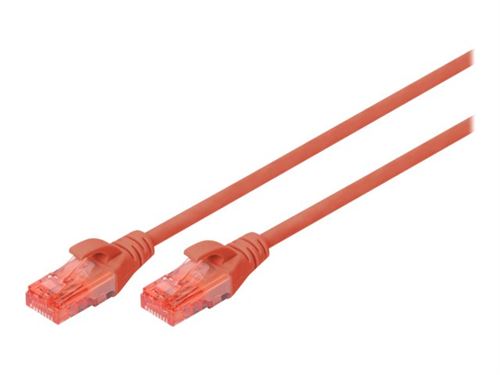 DIGITUS - Cordon de raccordement - RJ-45 (M) pour RJ-45 (M) - 3 m - UTP - CAT 6 - sans halogène, moulé, sans crochet - rouge (pack de 10)