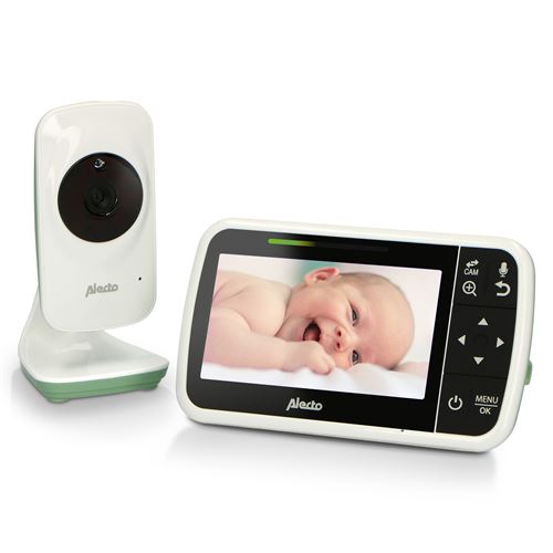Babyphone avec caméra et écran couleur 4.3 Alecto DVM149GN Blanc-Vert menthe