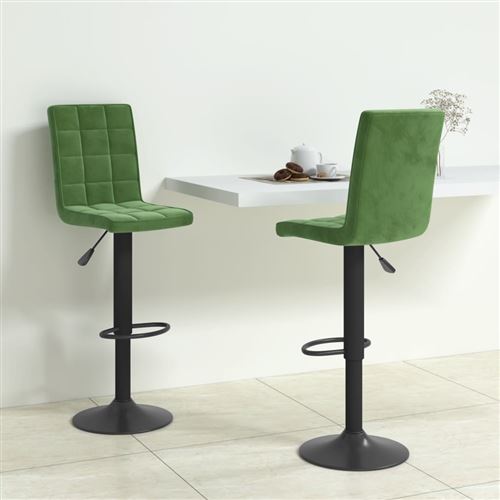 Vidaxl Vert Tabourets De Bar Lot De 2 En Velours Foncé - Image 3
