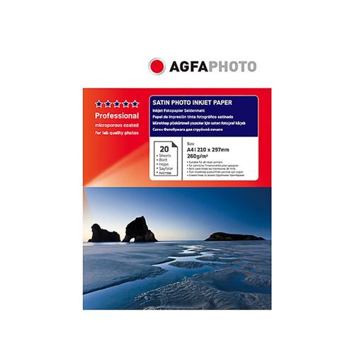 Papier photo A4 AgfaPhoto finition Satiné 260g Jet d'encre - AP26020A4S