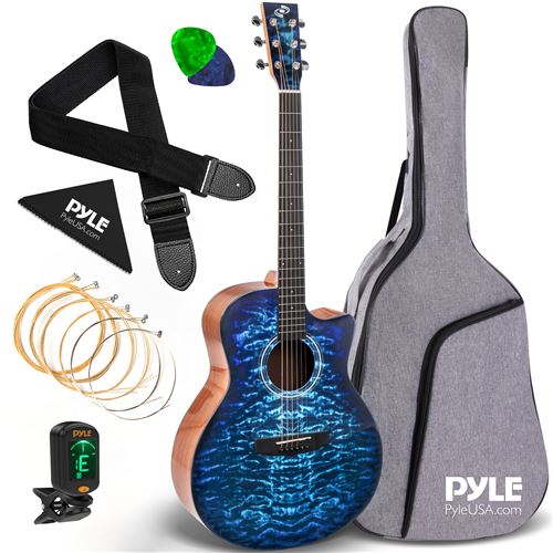 Guitare Acoustique - Pyle - 6 cordes - taille 4/4 - Bleu / Gris