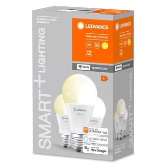 LEDVANCE SMART+ WiFi Classic 3x Ampoule LED intelligente - E27 - dimmable - 2700 K - remplace les lampes 75W}