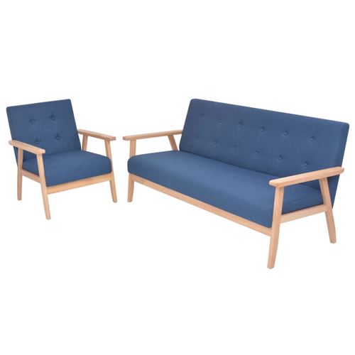 Vidaxl - Ensemble de canap&eacute; 2 pcs Tissu bleu Bleu