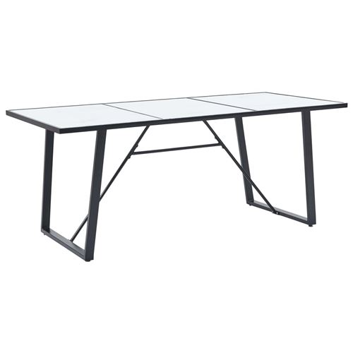 vidaXL Table de salle à manger Blanc 180x90x75 cm Verre trempé