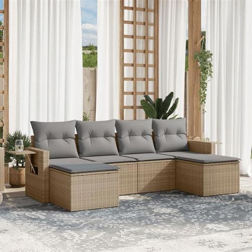 vidaXL - Salon de Jardin - Ensemble 6 pièces - Beige - Image 2