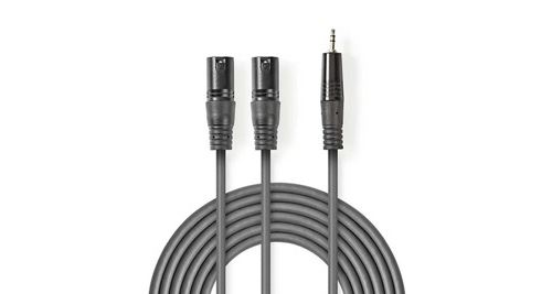Nedis Gris Câble Audio Xlr 2X Xlr Mâles À 3 Broches - 3,5 Mm Mâle 1,5 M - Image 2