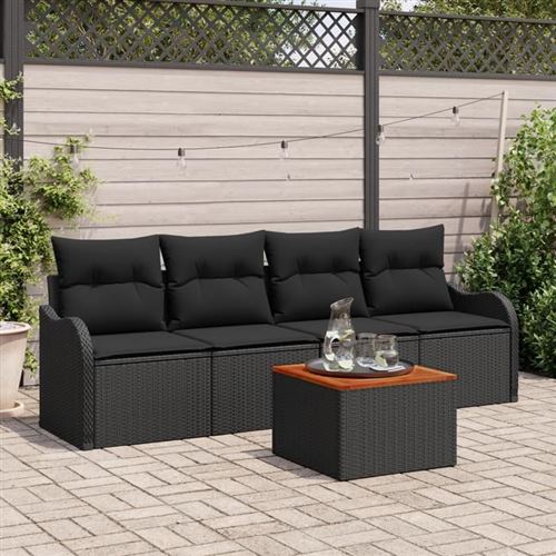 VIDAXL - Ensemble de Canapés de Jardin - 5 Pièces - Noir - Image 2