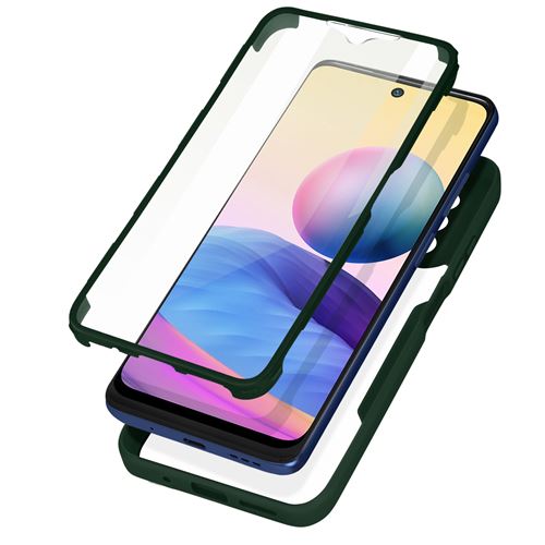 Avizar Coque pour Xiaomi Note 10 5G et Poco M3 Pro Dos Plexiglas Avant Polymère Contour Vert