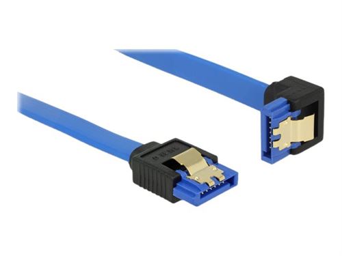 Delock - SATA-kabel - Serial ATA 150/300/600 - SATA (R) recht naar SATA (R) hoek omlaag - 50 cm - vergrendeld - blauw
