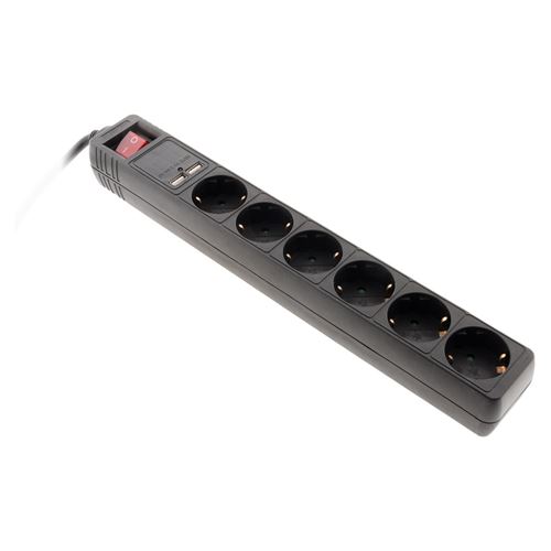 Non Communiqué Noir Zenitech - Multiprise Schuko 6X16a + 2 Usb-A