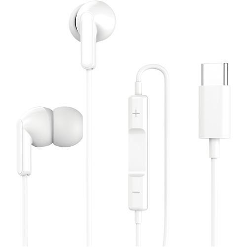Ecouteurs Filaires Intra-Auriculaires USB-C avec Micro et T&eacute;l&eacute;commande Grab 'N Go Blanc