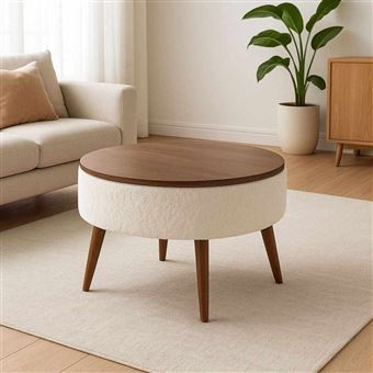 Table basse "Noya Round" - 60 x 60 x 44 cm - Blanc - 1