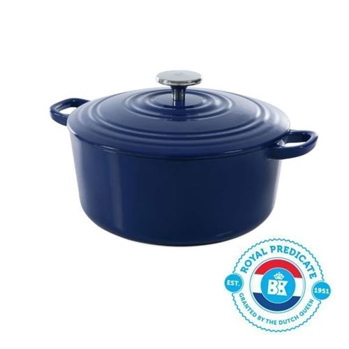 Bk Cookware H6074.524 Bk Bourgogne Cocotte En Fonte - Ronde - 24 Cm - 4.2l - Revetement Emaille - Couvercle Avec Anneaux