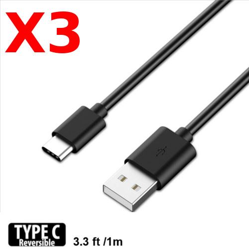 X3 Cable USB- Type C Chargeur Noir pour Samsung Galaxy Note 8 / S8 / S8 PLUS / A32017 / A52017 PACK X3 Noir Little Boutik®