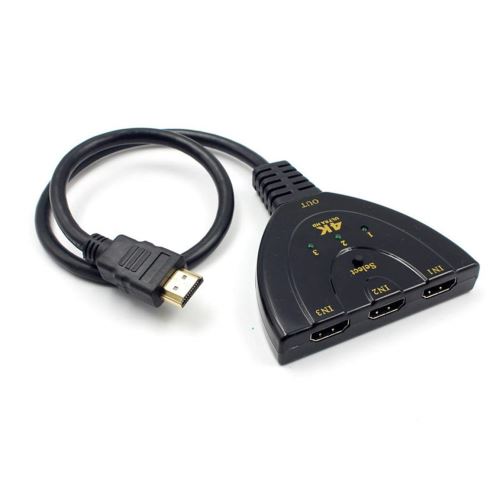 VSHOP® HDMI Switch – Commutateur HDMI 4 K – Répartiteur HDMI 1 à 3 avec 4 K/1080p/Prise en charge 3D pour Xbox/PS3/PS4/Apple TV/Roku/Fire TV/Lecteur DVD Blu-Ray Switch 4K