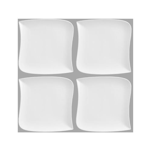Set de 6 assiettes plates carrée design vague - 30 cm x 30 cm - Porcelaine