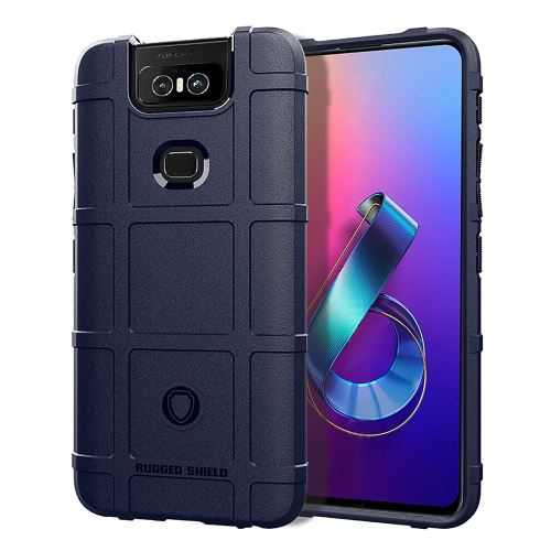 Coque en TPU carré bouclier bleu foncé pour votre Asus Zenfone 6 ZS630KL