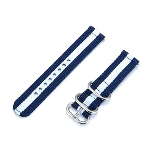 Bracelet en PU Toile à trois boucles 20 mm bleu/blanc/bleu pour votre Garmin 245/Vivoactive 3/Venu/Vivomove HR