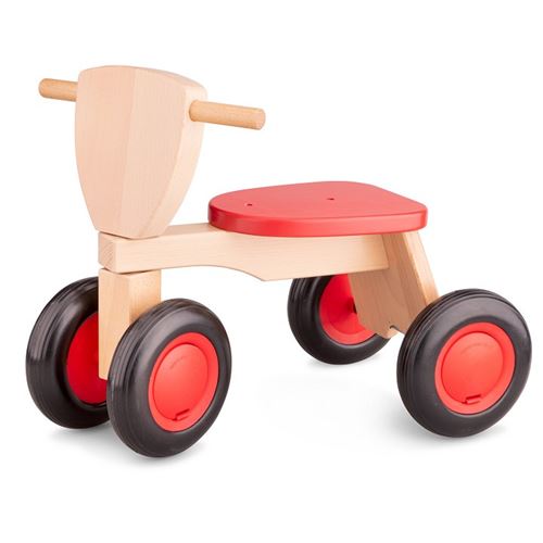 New Classic Toys vélo d'équilibre Road Star Draisienne à 4 Roues4 roues 50 cm bois rouge