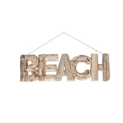 Signalétique bois flotté - 53 x 17 x 3 cm - Beige naturel