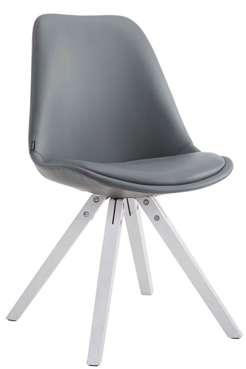 Chaise de salle à manger Laval pieds carrés en bois de chêne Blanc - siège Gris