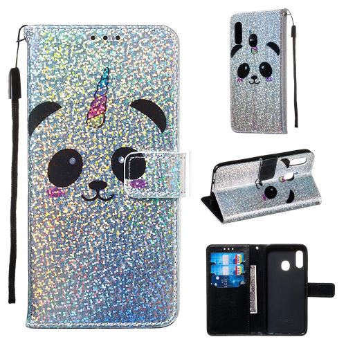 Etui en PU paillettes paillettes Panda pour votre Samsung Galaxy A20e/A10e