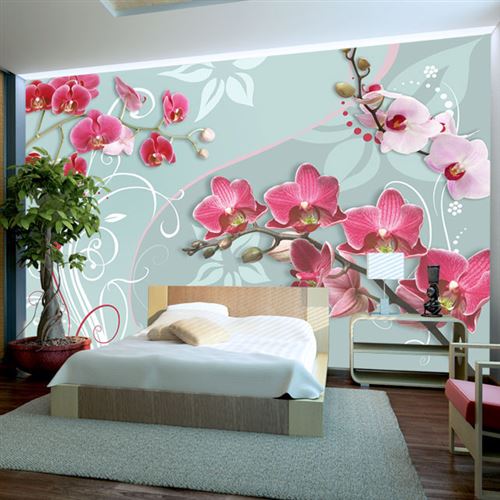 Papier peint Pink orchids variation II-Taille L 100 x H 70 cm